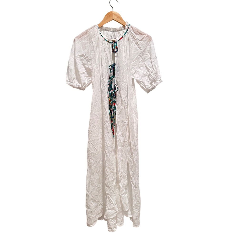 Rhode for Target NWT White Floral Tie Up Puff‎ Sleeve Cover Up Dress XS Beach